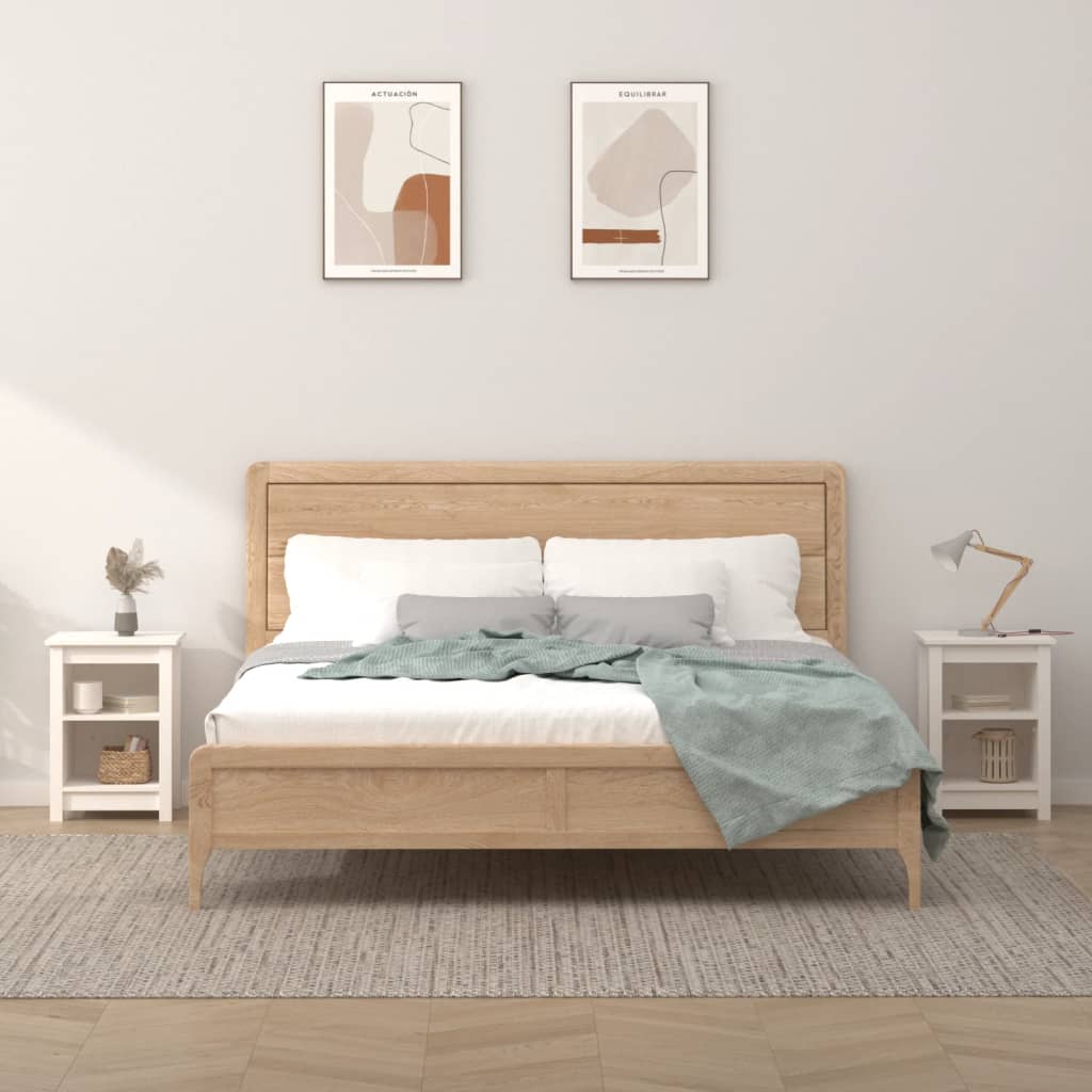 Bedside tables 2 pcs. White 40x35x55 cm solid pine wood