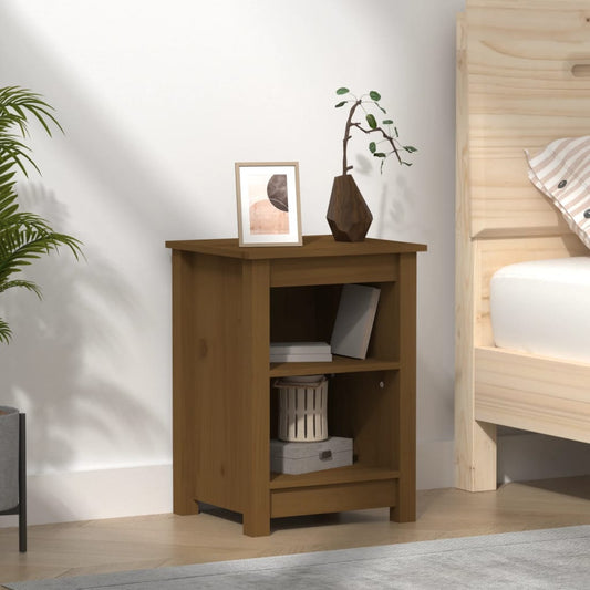 Bedside table honey brown 40x35x55 cm solid pine wood