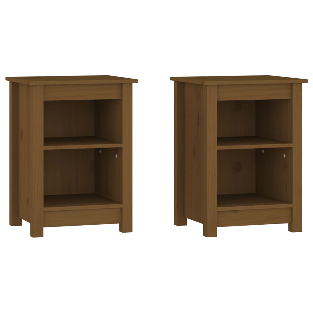 Tables de chevet 2 pcs. marron miel 40x35x55 cm en bois de pin massif