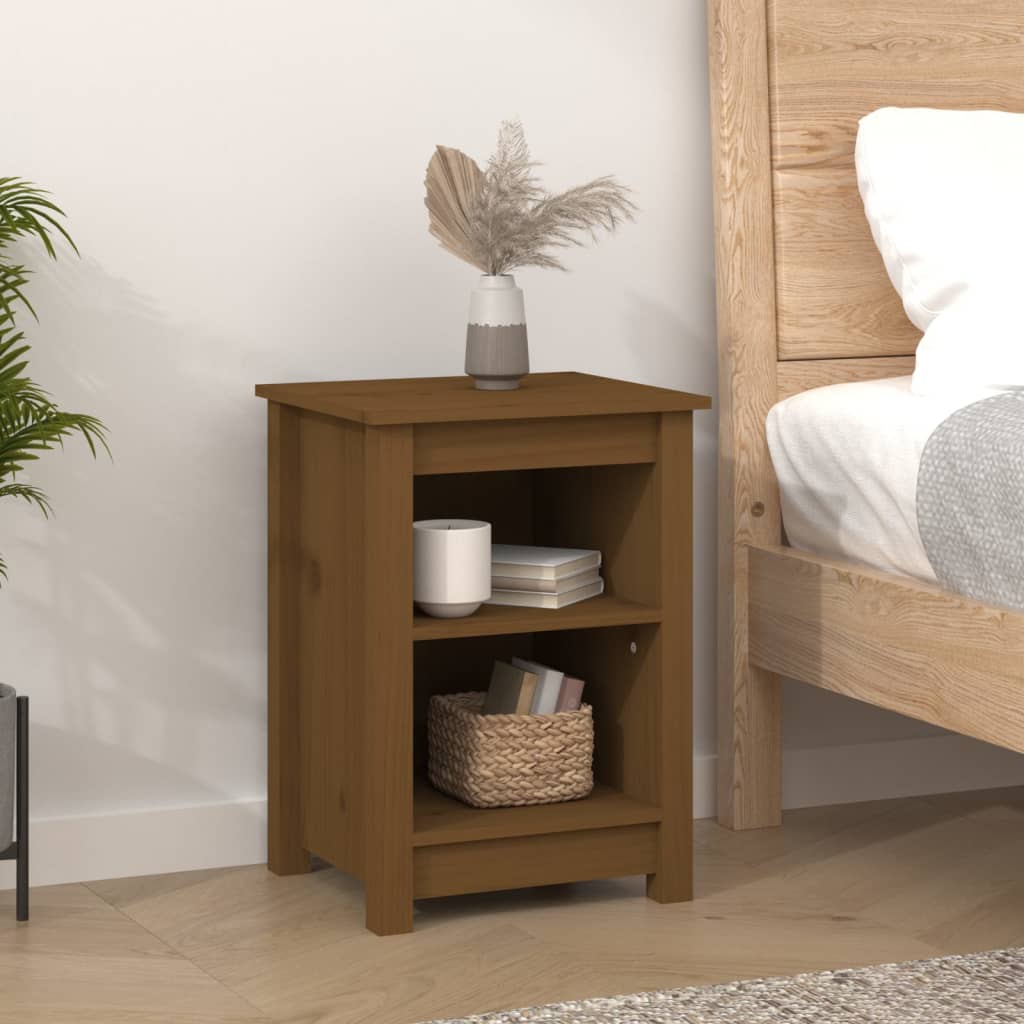Tables de chevet 2 pcs. marron miel 40x35x55 cm en bois de pin massif