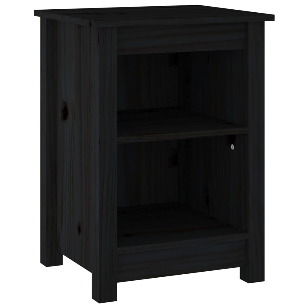 Tables de chevet 2 pcs. Noir 40x35x55 cm en bois de pin massif