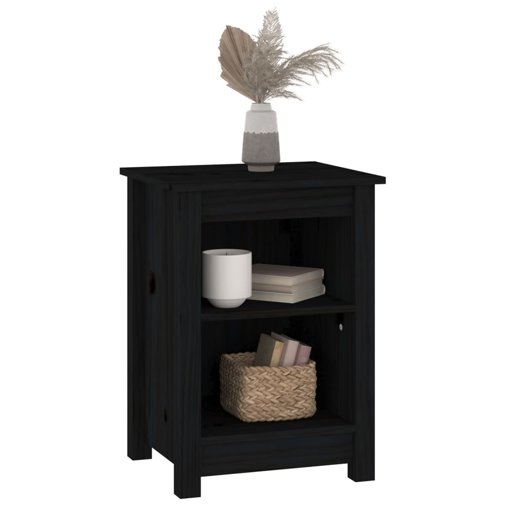 Tables de chevet 2 pcs. Noir 40x35x55 cm en bois de pin massif