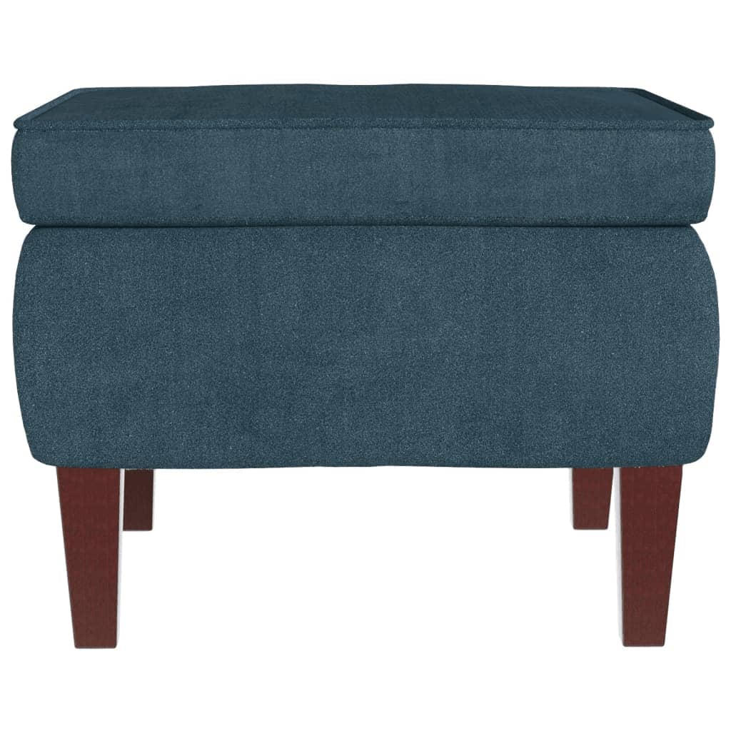 Chaise à bascule et tabouret avec pieds en bois velours bleu