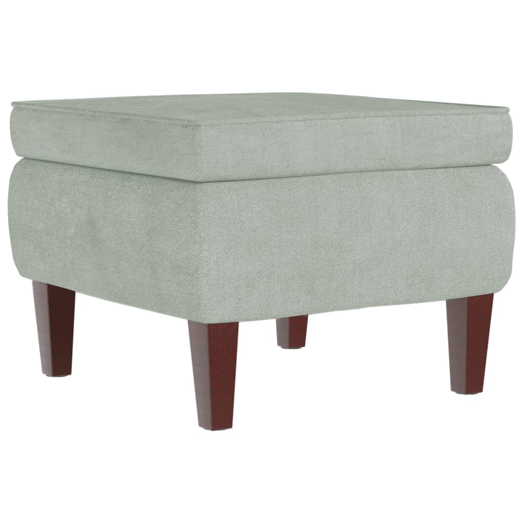 Chaise à bascule et tabouret avec pieds en bois et velours gris clair