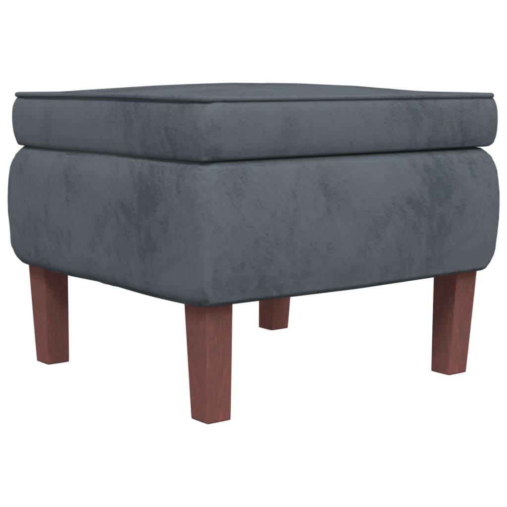 Chaise à bascule et tabouret avec pieds en bois et velours gris foncé