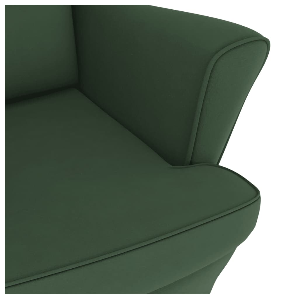 Chaise à bascule et tabouret avec pieds en bois velours vert foncé
