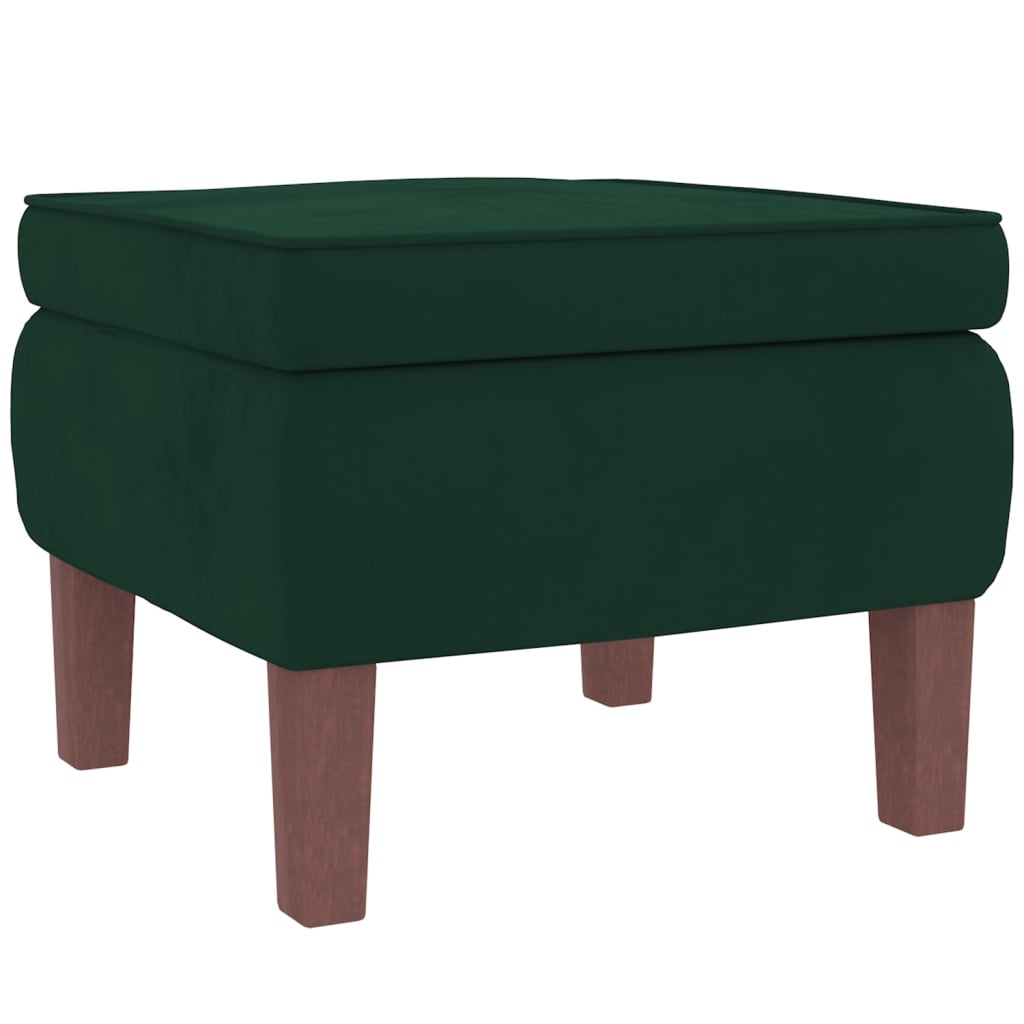 Chaise à bascule et tabouret avec pieds en bois velours vert foncé