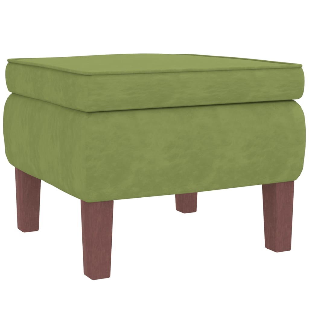 Chaise à bascule et tabouret avec pieds en bois velours vert clair