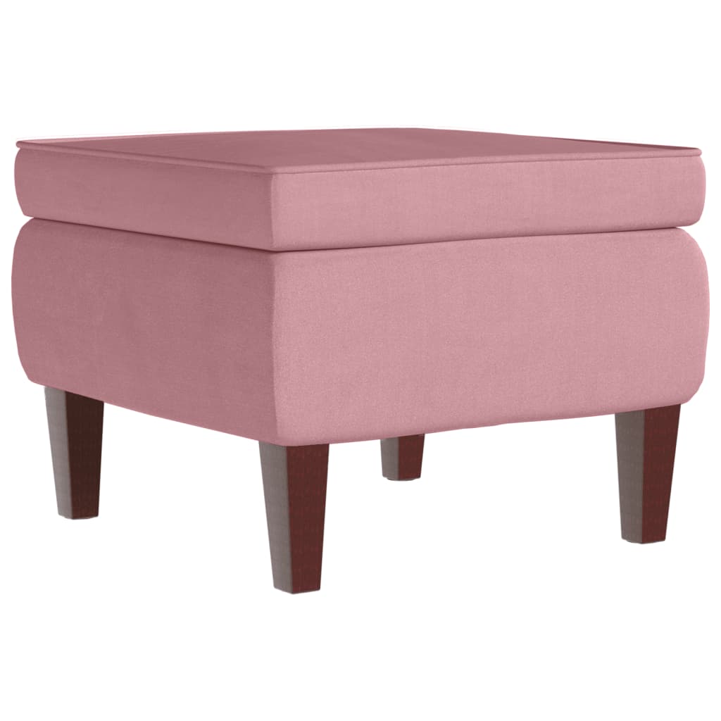 Chaise à bascule et tabouret avec pieds en bois velours rose
