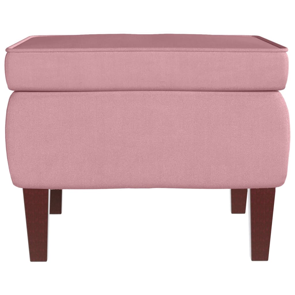 Chaise à bascule et tabouret avec pieds en bois velours rose