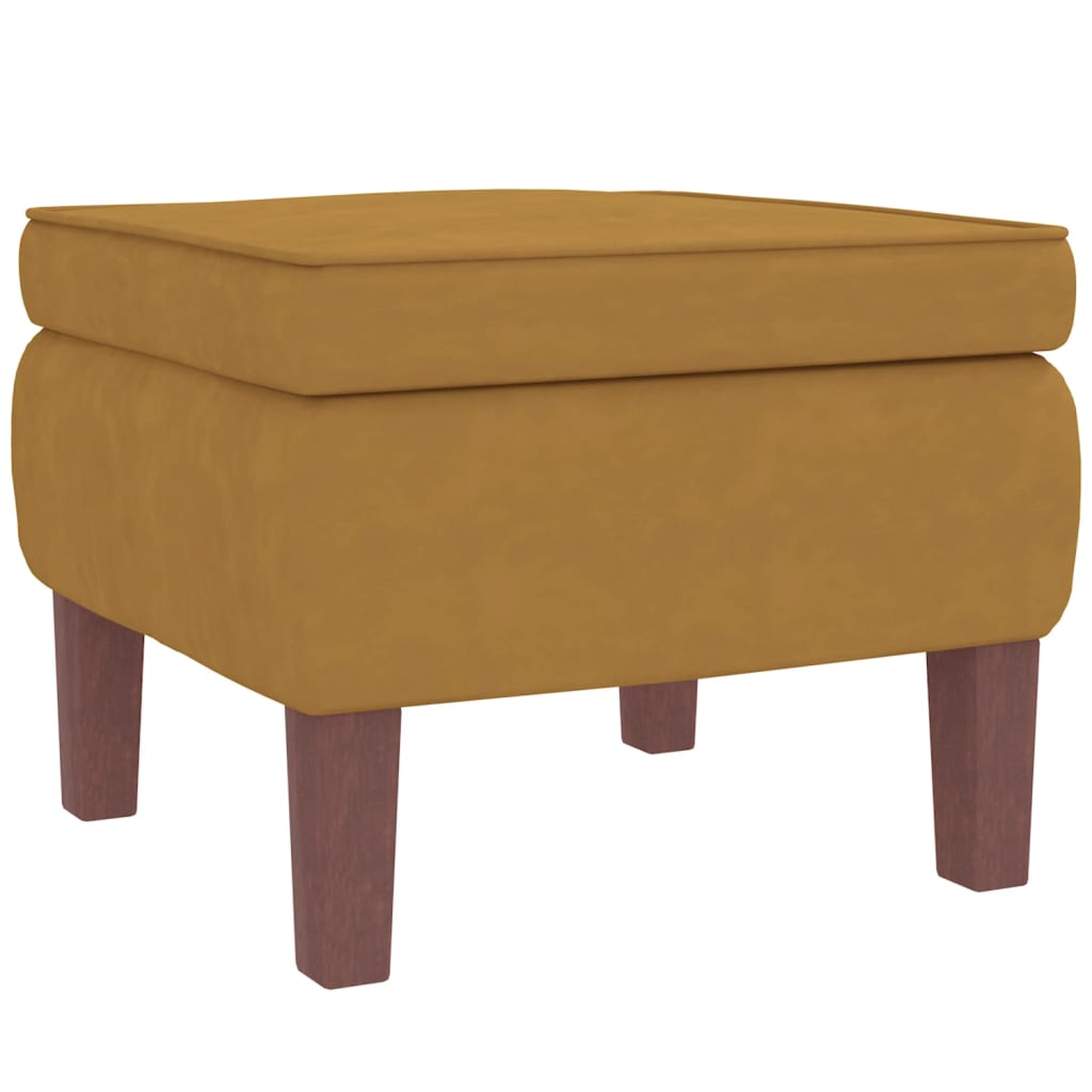 Chaise à bascule et tabouret avec pieds en bois velours marron