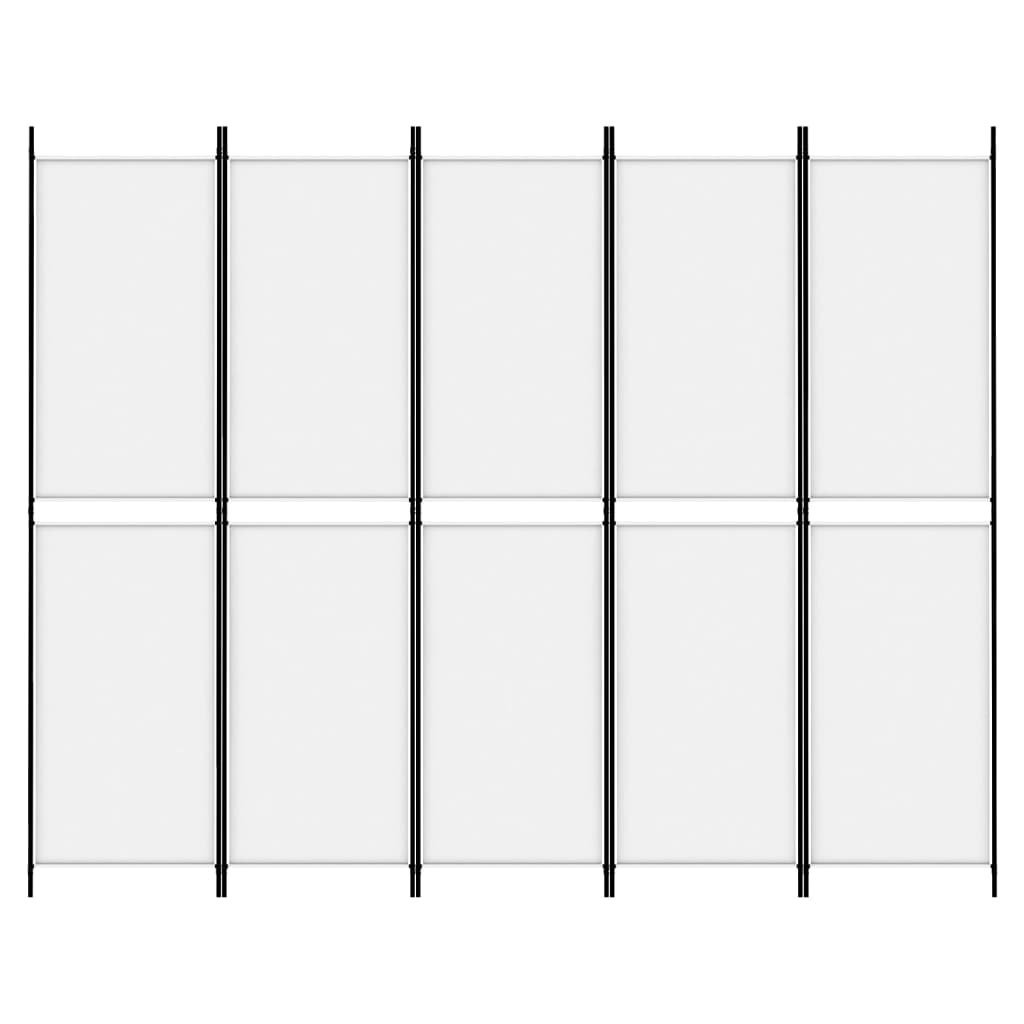 5-tlg. Paravent Weiß 250x200 cm Stoff