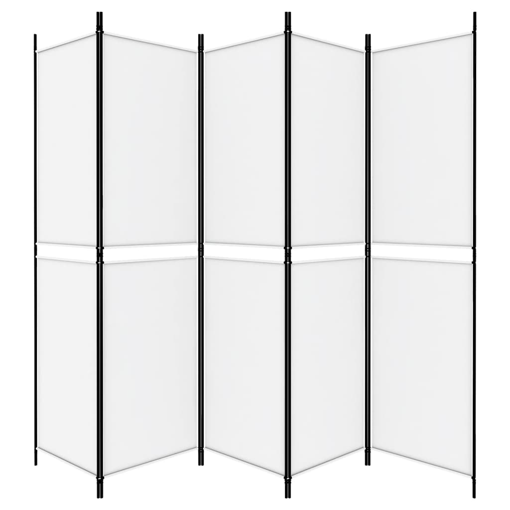 5-tlg. Paravent Weiß 250x200 cm Stoff