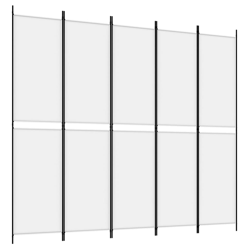 5-tlg. Paravent Weiß 250x220 cm Stoff