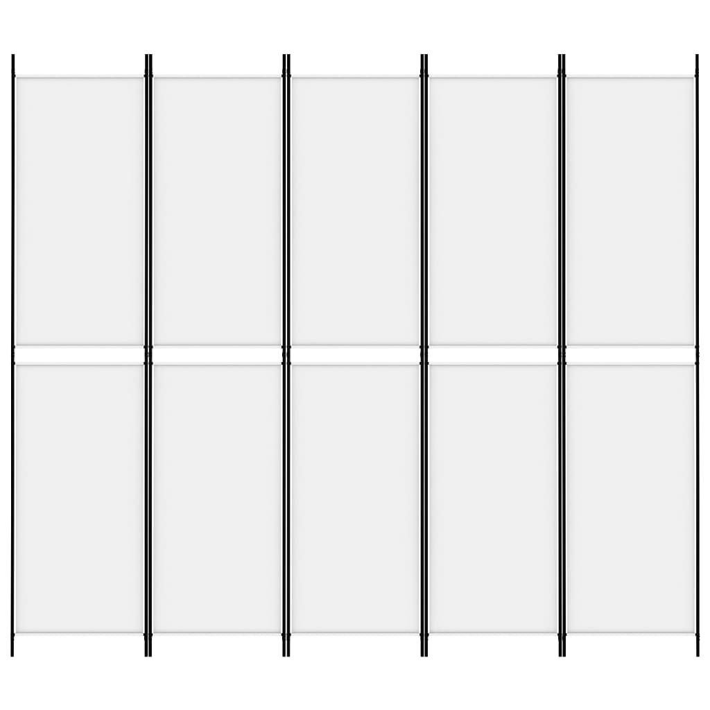 5-tlg. Paravent Weiß 250x220 cm Stoff