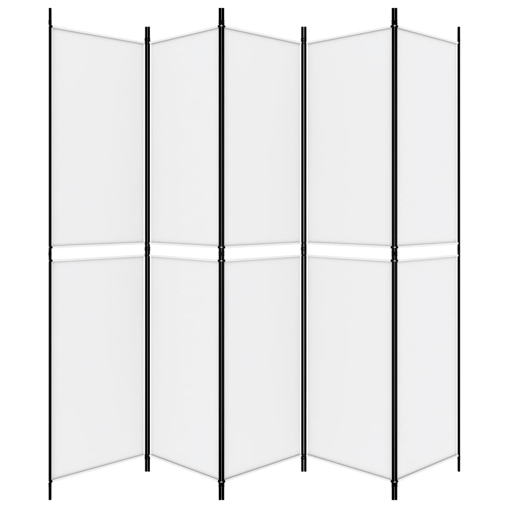 5-tlg. Paravent Weiß 250x220 cm Stoff