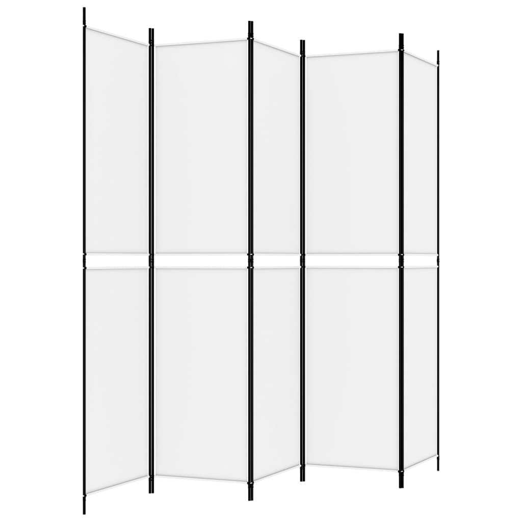 5-tlg. Paravent Weiß 250x220 cm Stoff
