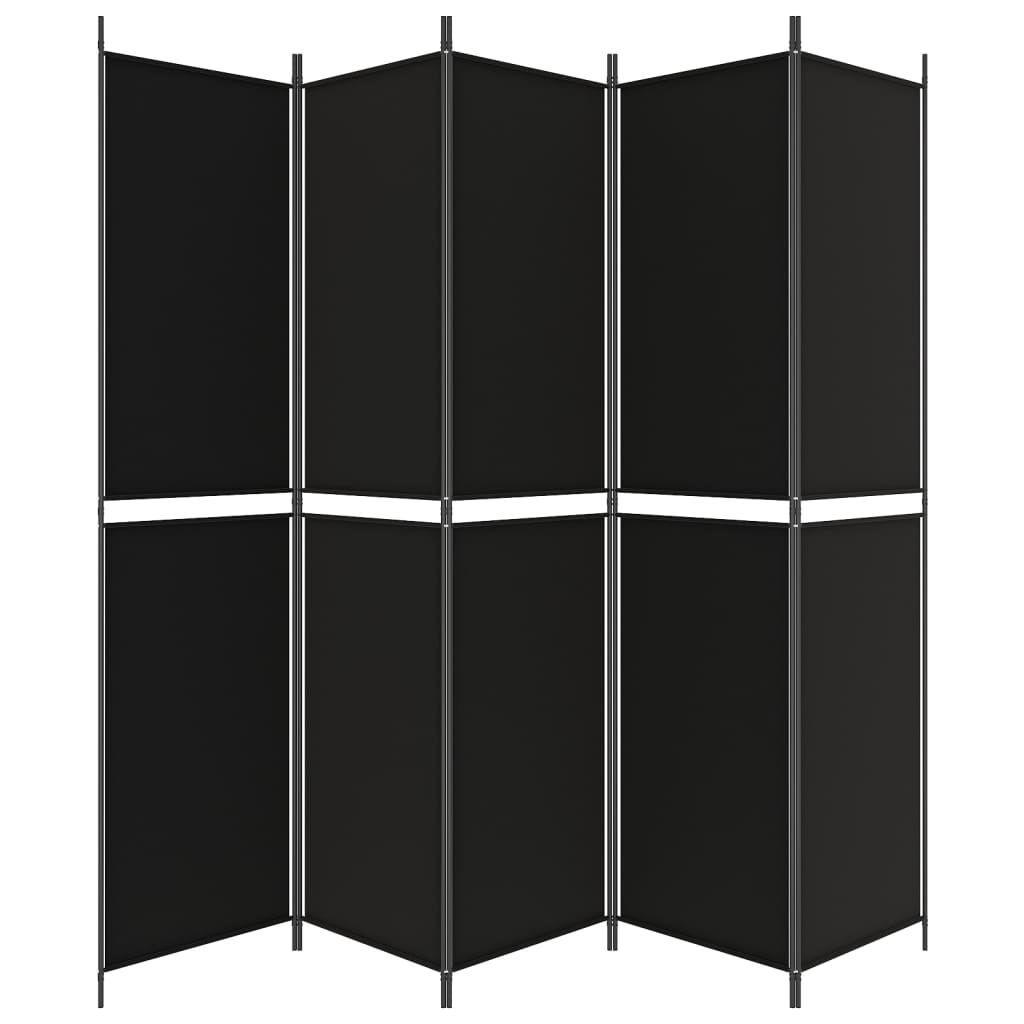 5-tlg. Paravent Schwarz 250x220 cm Stoff