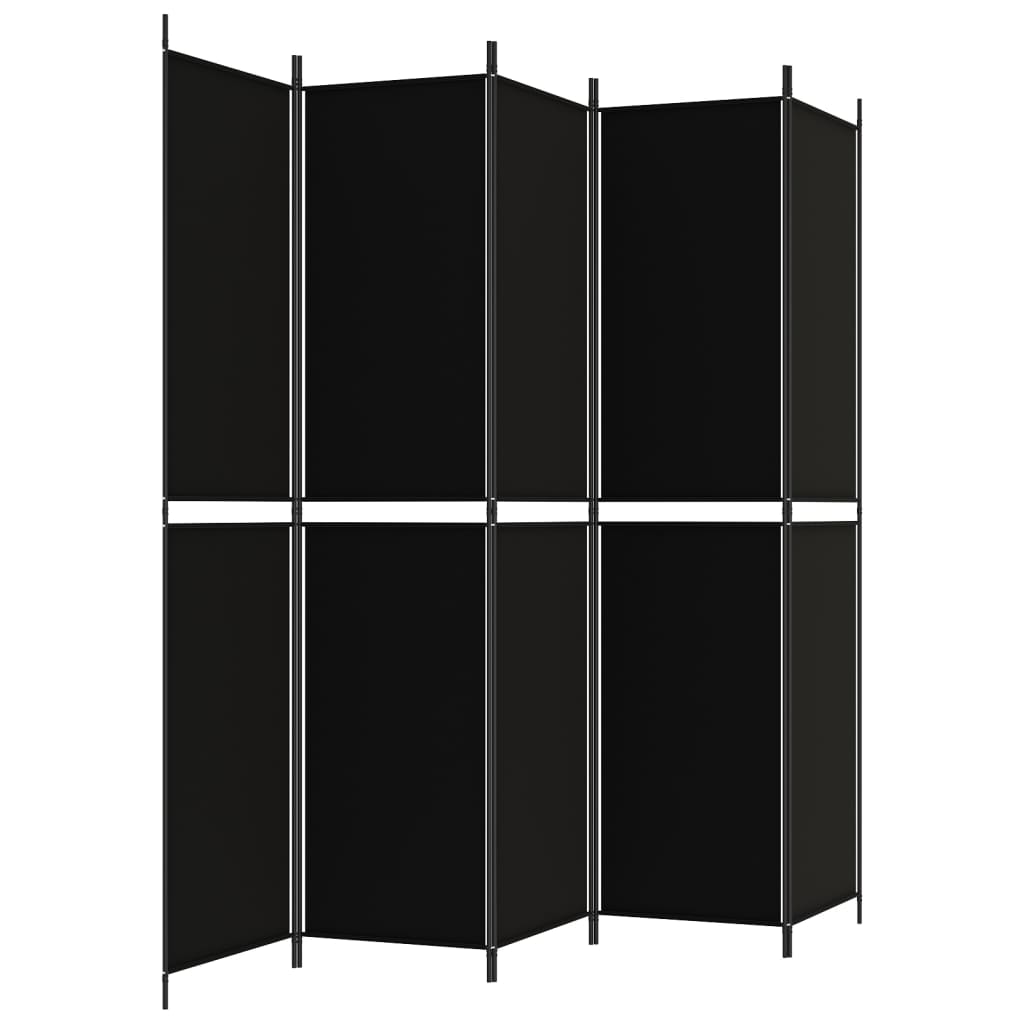 5-tlg. Paravent Schwarz 250x220 cm Stoff