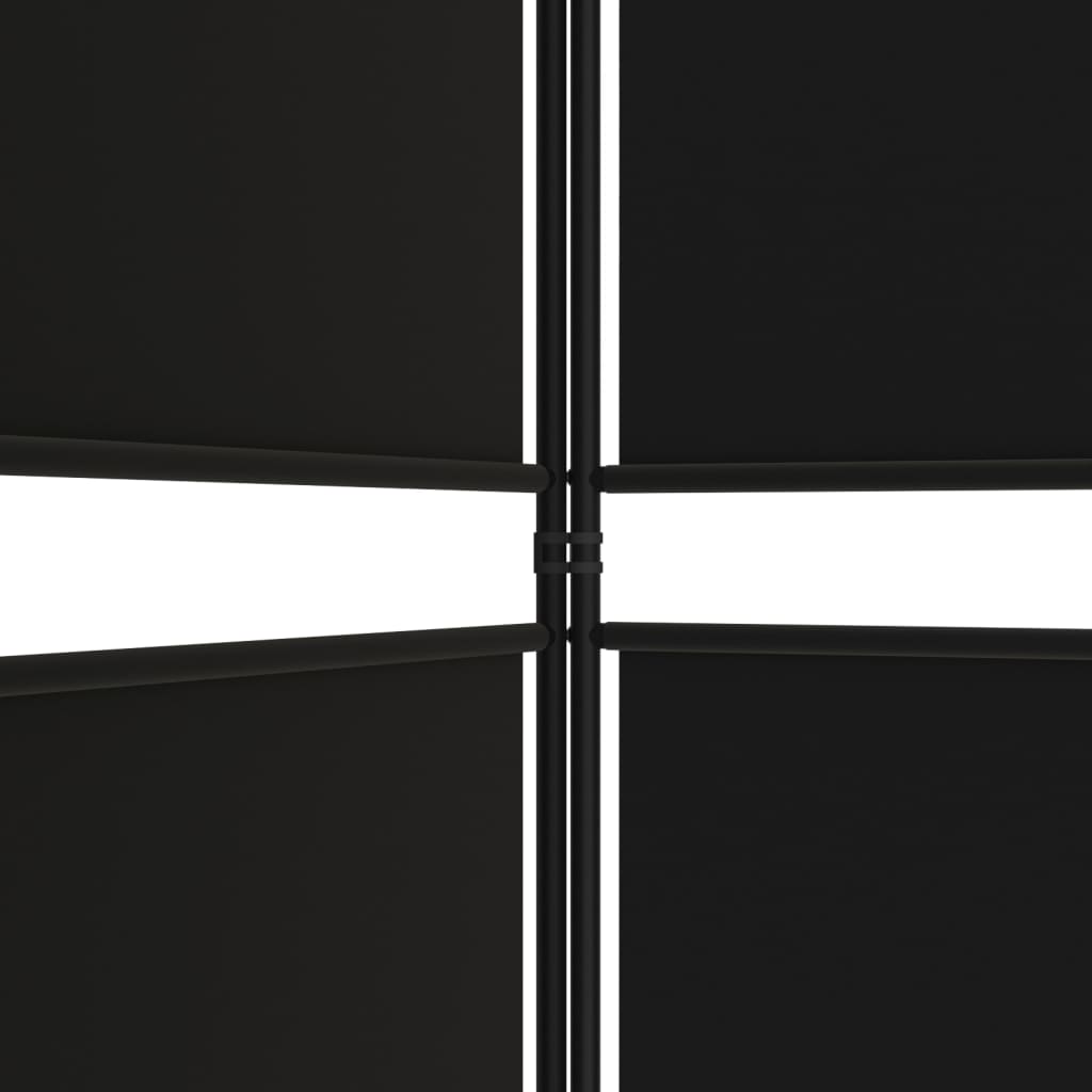 5-tlg. Paravent Schwarz 250x220 cm Stoff
