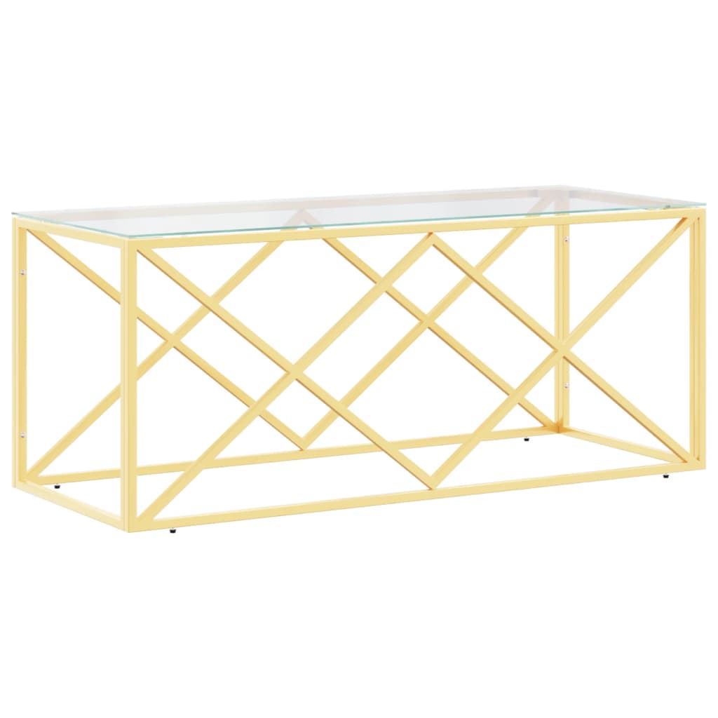 Table basse 110x45x45 cm en acier inoxydable et verre