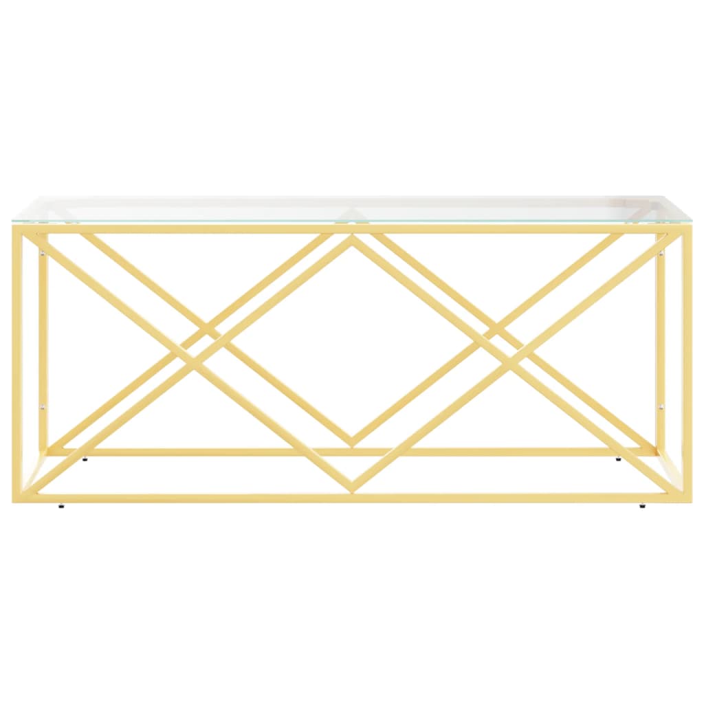 Table basse 110x45x45 cm en acier inoxydable et verre