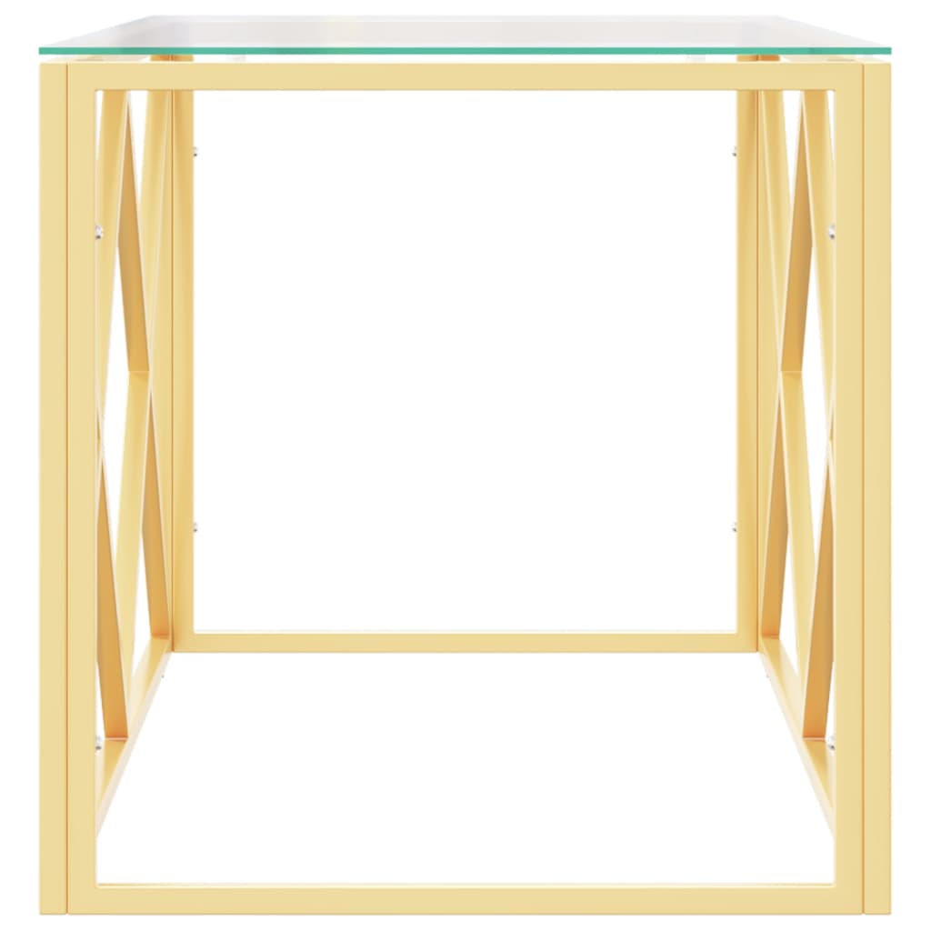 Table basse 110x45x45 cm en acier inoxydable et verre