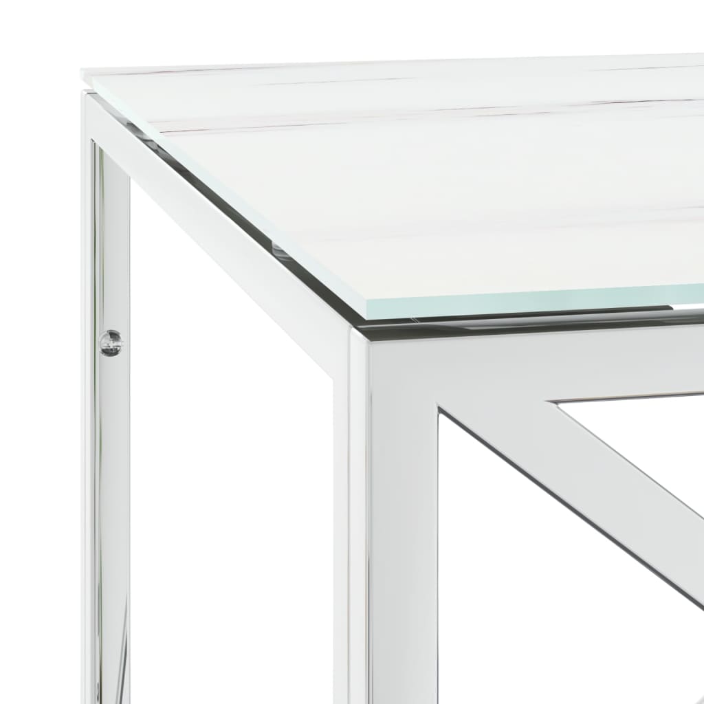 Table basse 110x45x45 cm en acier inoxydable et verre