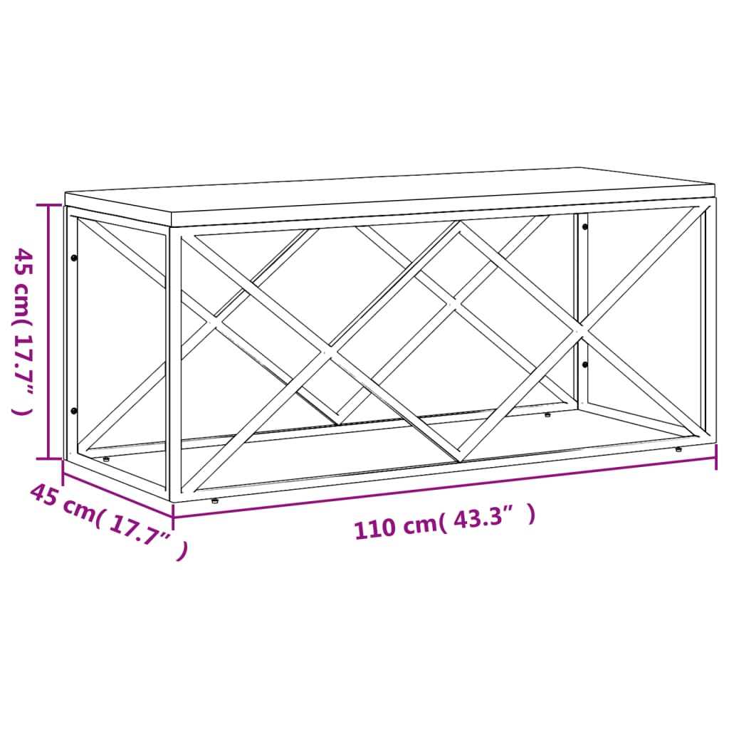 Table basse en acier inoxydable et bois massif de récupération