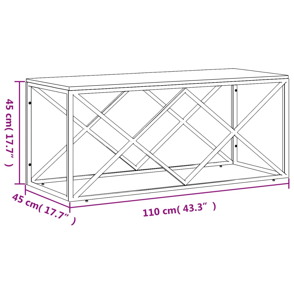 Table basse en acier inoxydable et bois massif de récupération