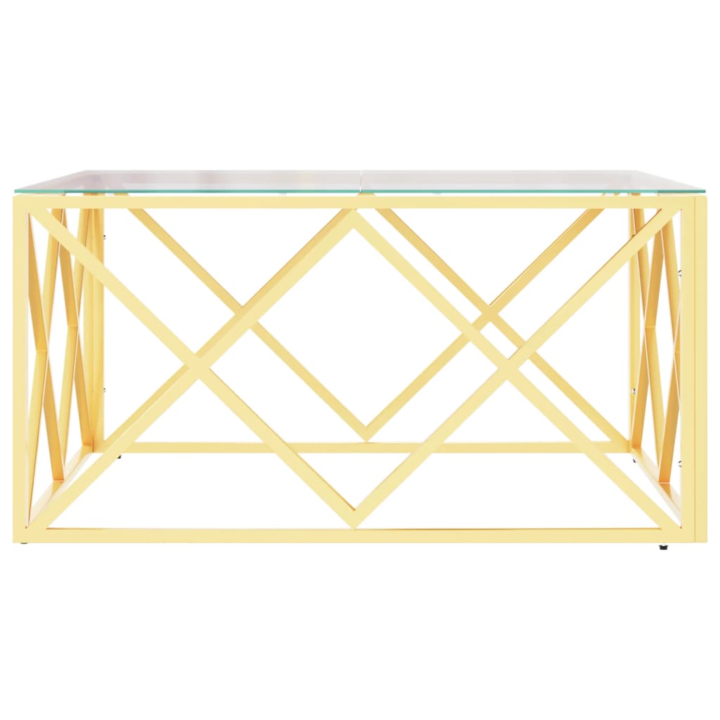 Table basse 80x80x40 cm en acier inoxydable et verre