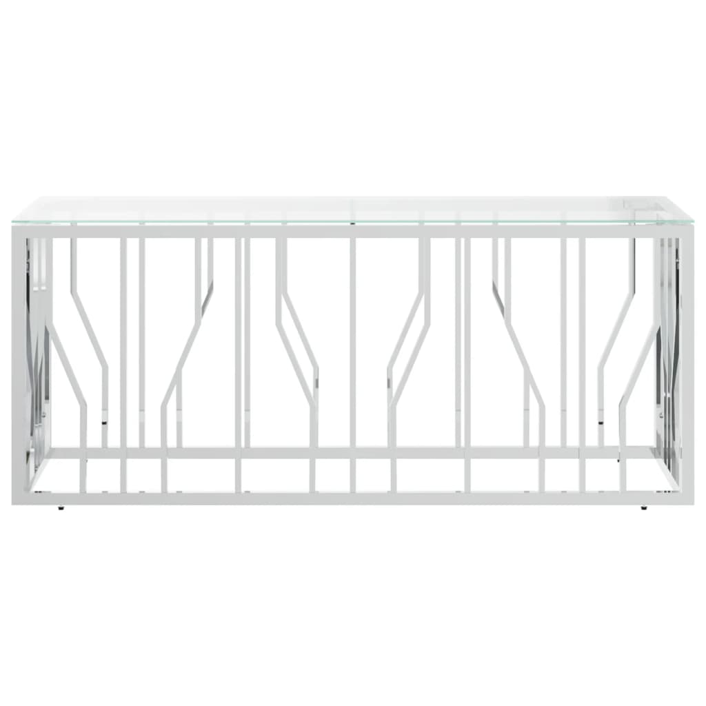 Table basse 110x45x45 cm en acier inoxydable et verre