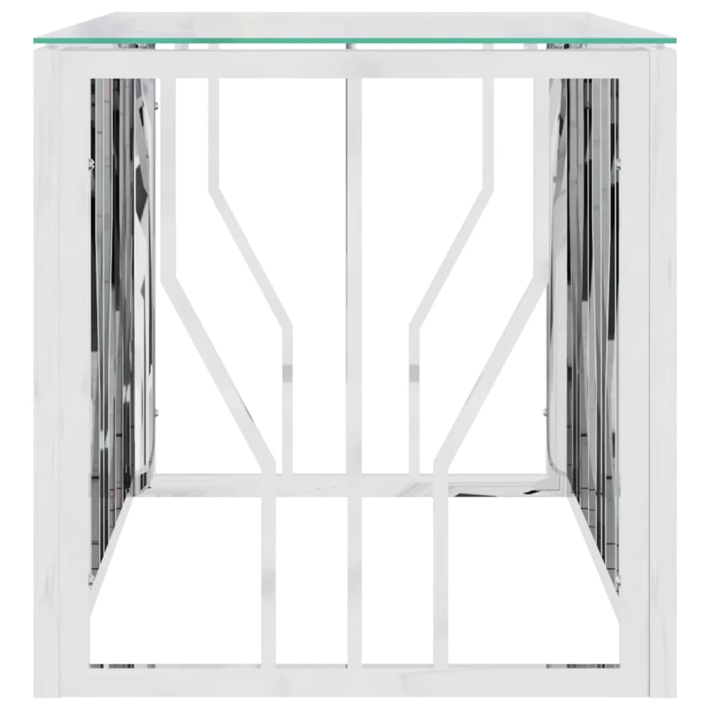 Table basse 110x45x45 cm en acier inoxydable et verre