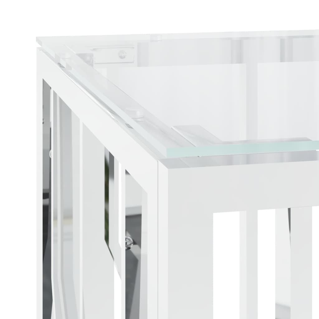Table basse 110x45x45 cm en acier inoxydable et verre