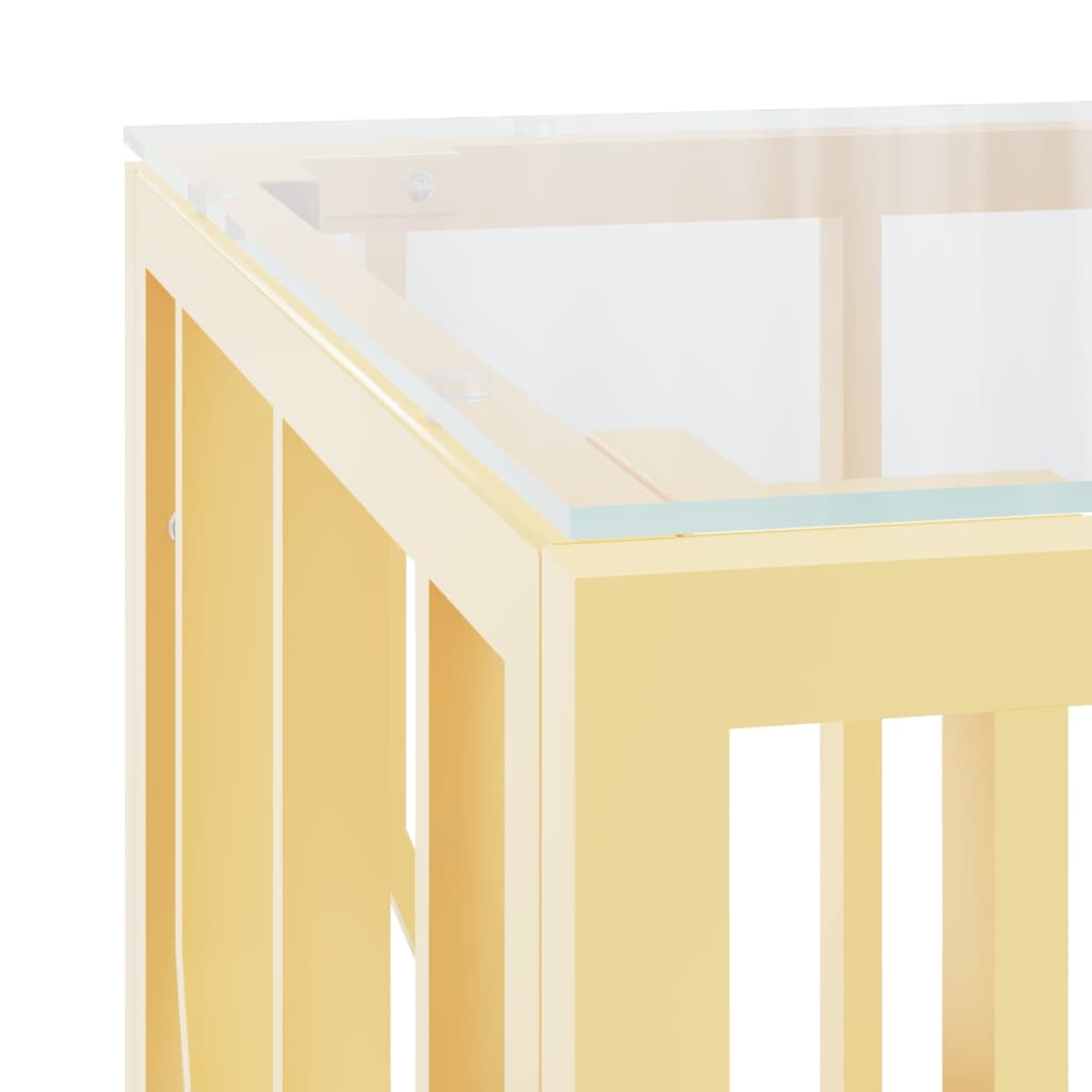 Table basse 110x45x45 cm en acier inoxydable et verre
