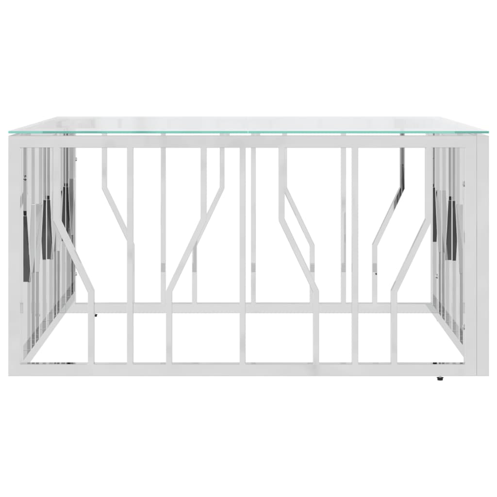 Table basse 80x80x40 cm en acier inoxydable et verre