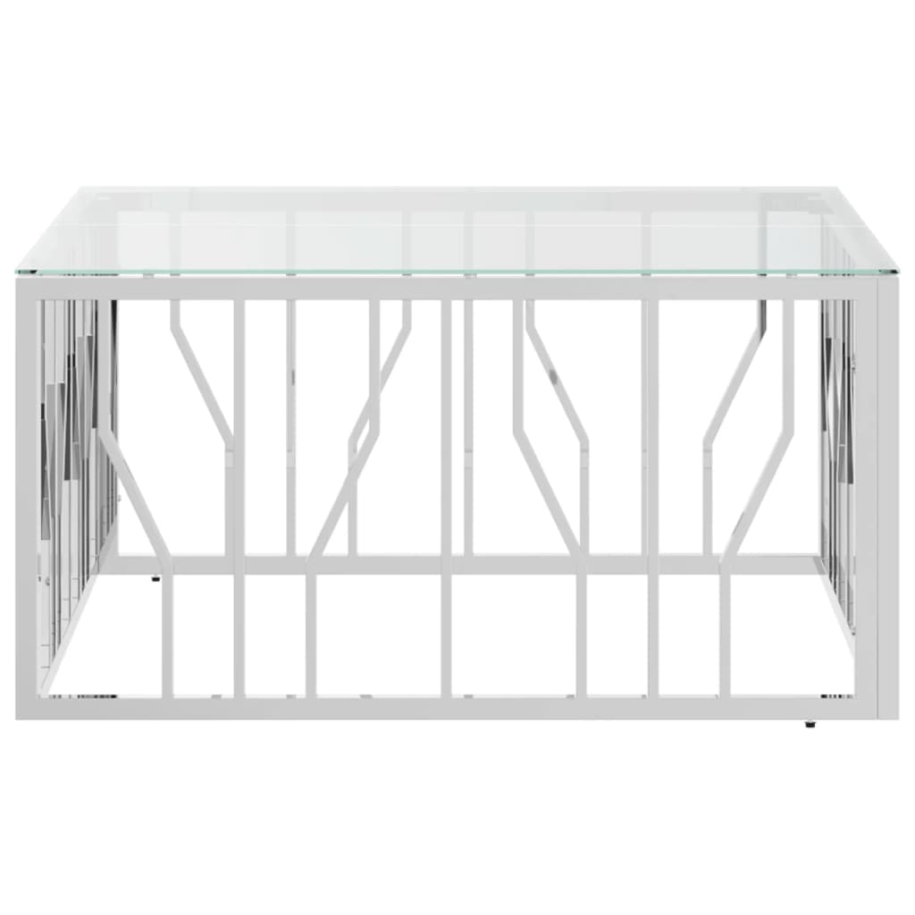 Table basse 80x80x40 cm en acier inoxydable et verre