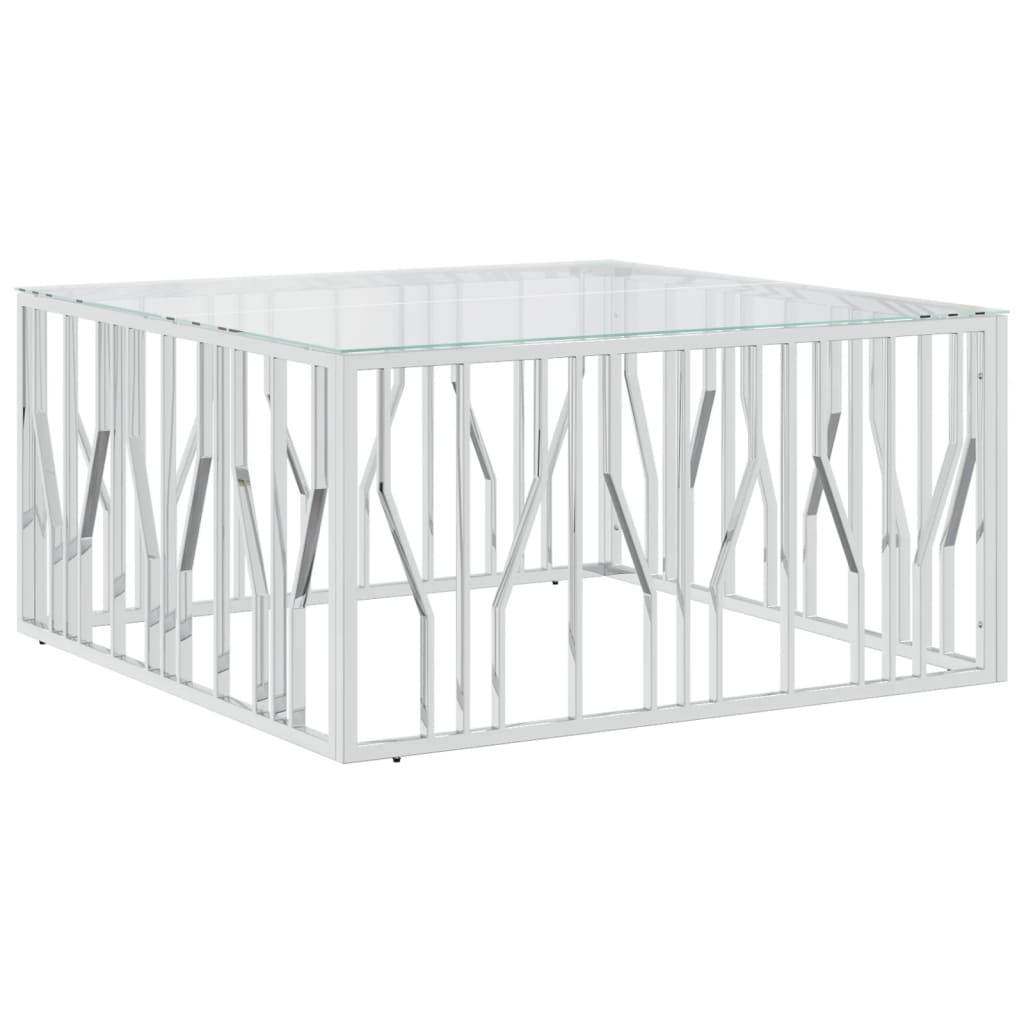 Coffee table 100x100x50 cm stainless steel and glass
