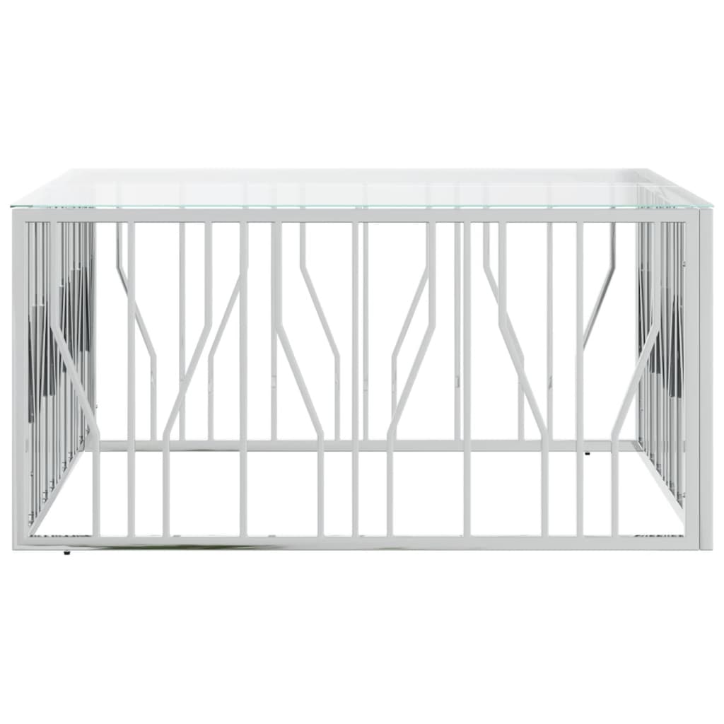 Coffee table 100x100x50 cm stainless steel and glass