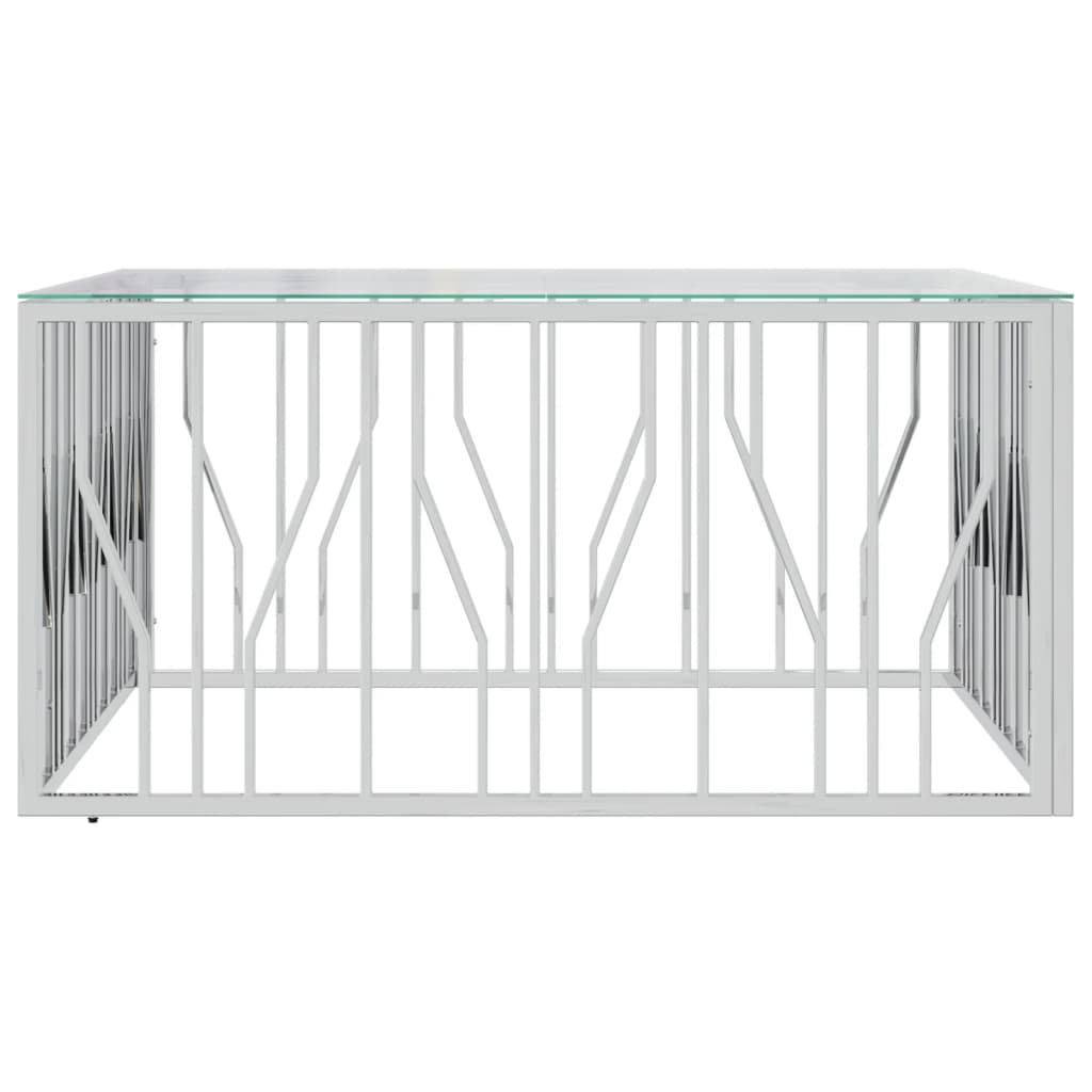 Coffee table 100x100x50 cm stainless steel and glass
