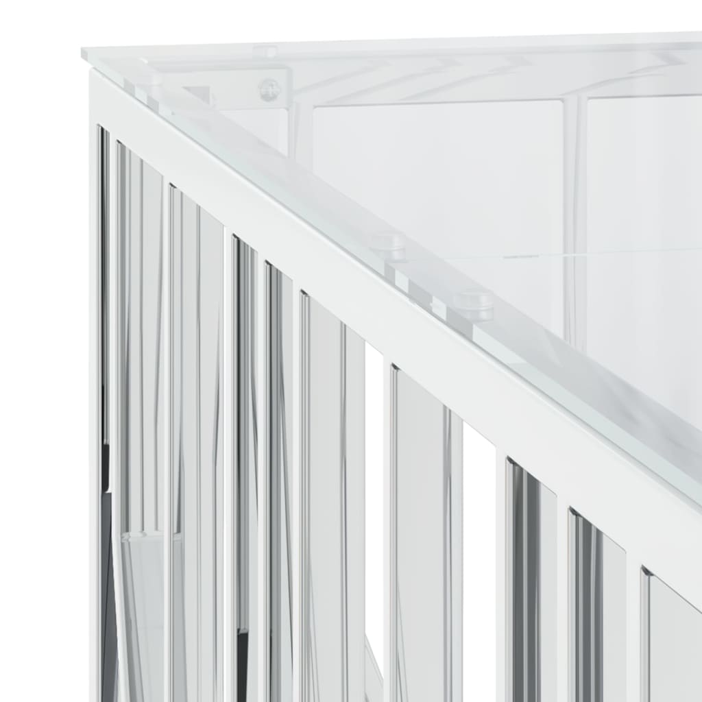 Coffee table 100x100x50 cm stainless steel and glass