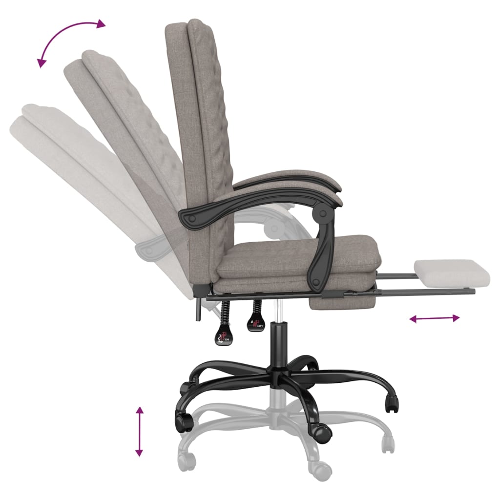 Bürostuhl mit Liegefunktion Taupe Stoff
