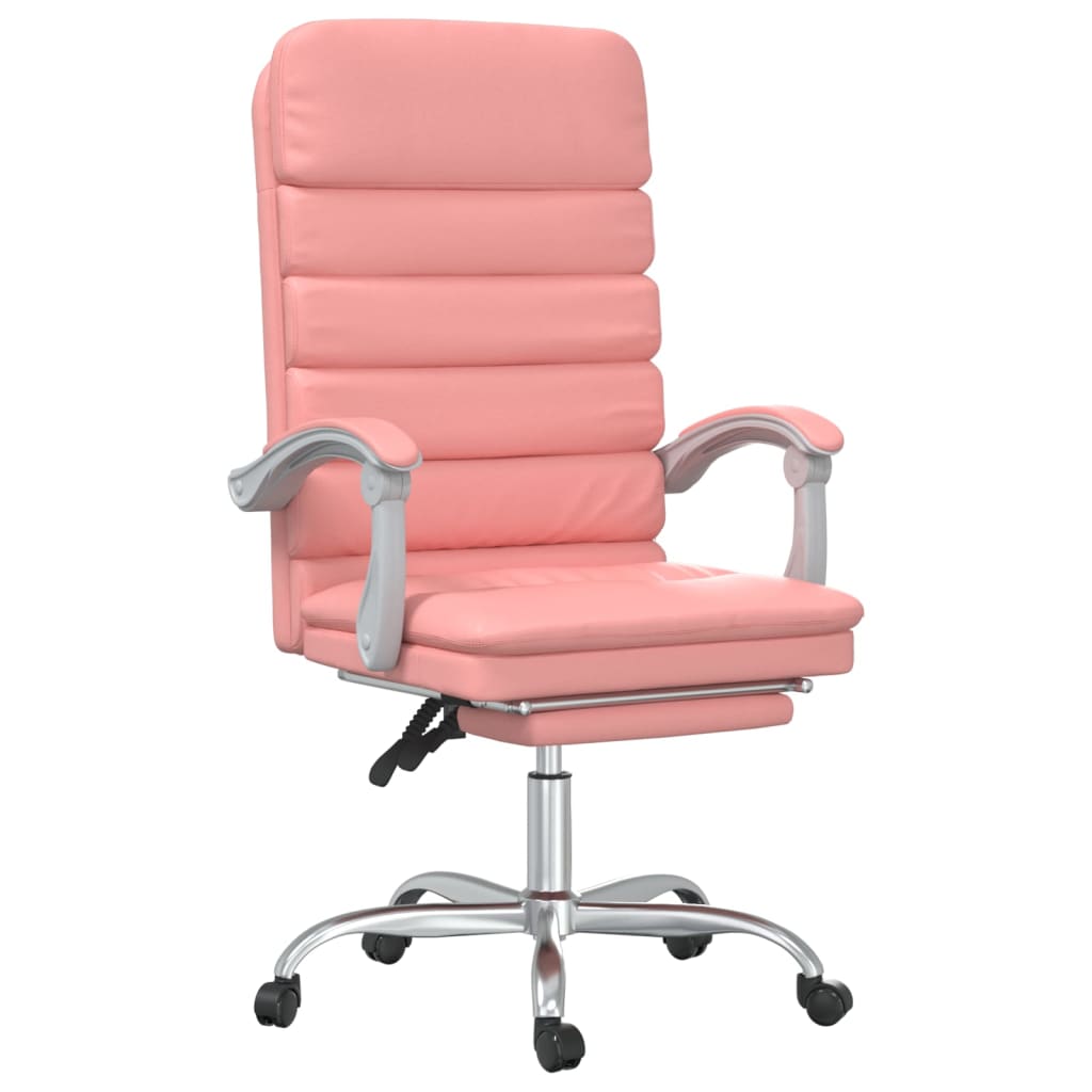 Chaise de bureau avec fonction de massage en cuir artificiel rose