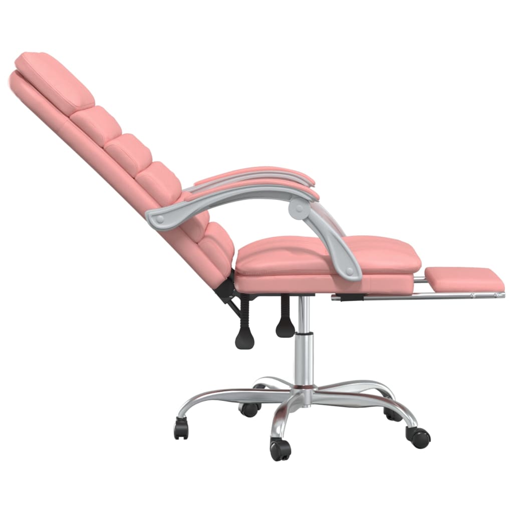 Chaise de bureau avec fonction de massage en cuir artificiel rose