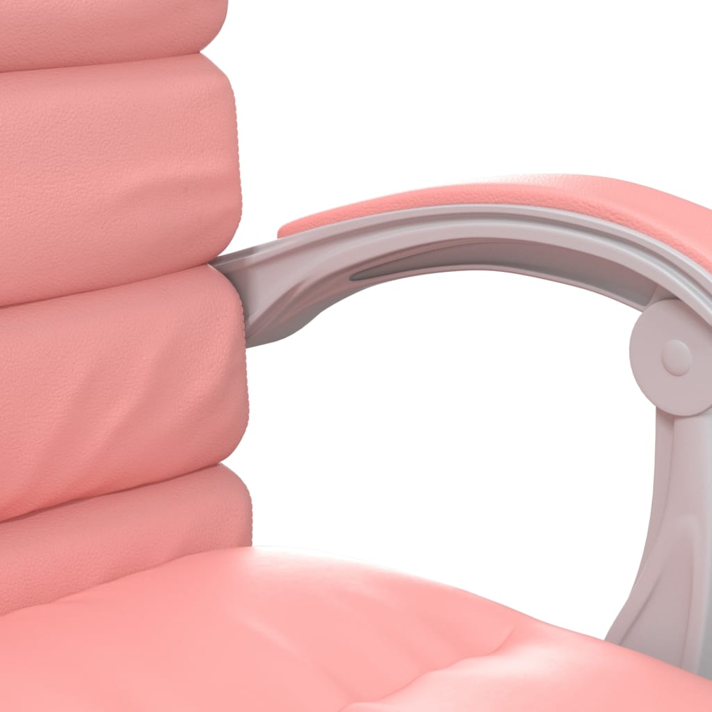 Chaise de bureau avec fonction de massage en cuir artificiel rose
