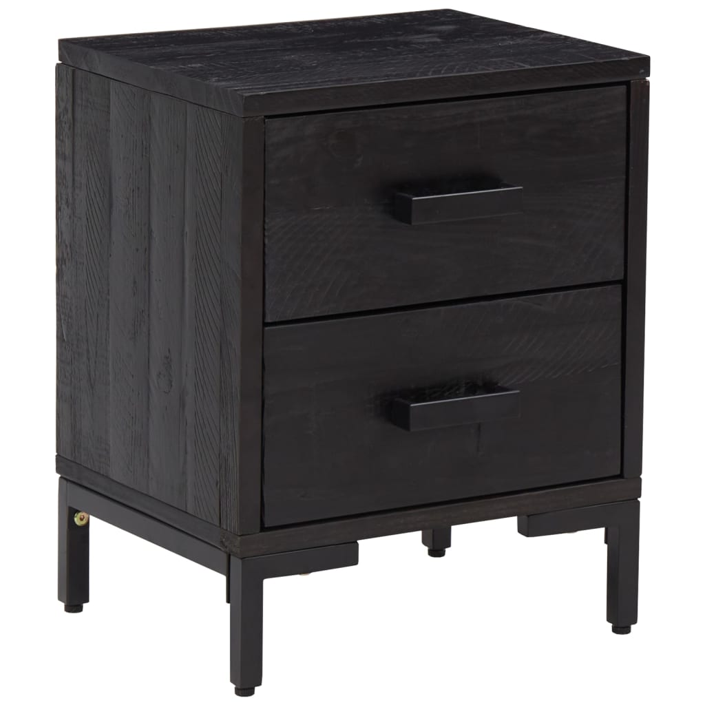Bedside table black 36x30x45 cm solid pine wood