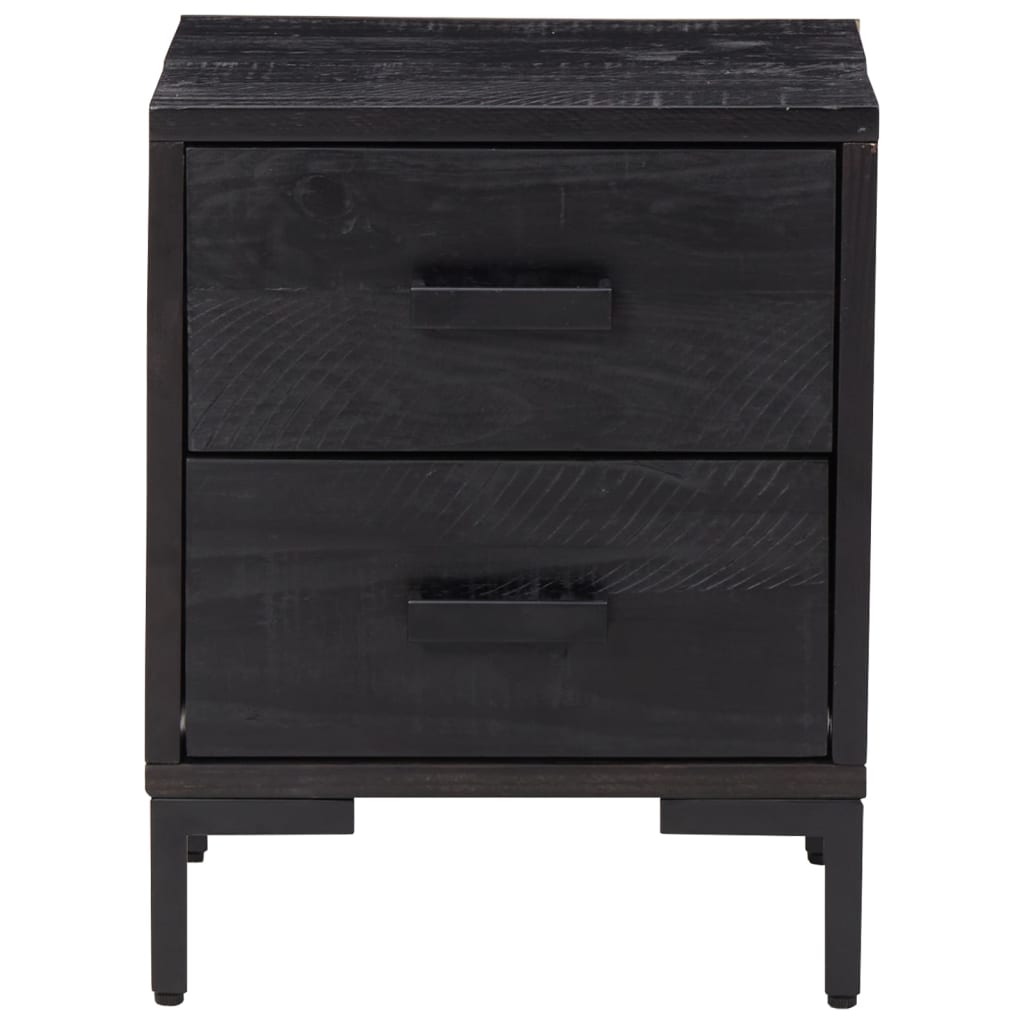 Bedside table black 36x30x45 cm solid pine wood