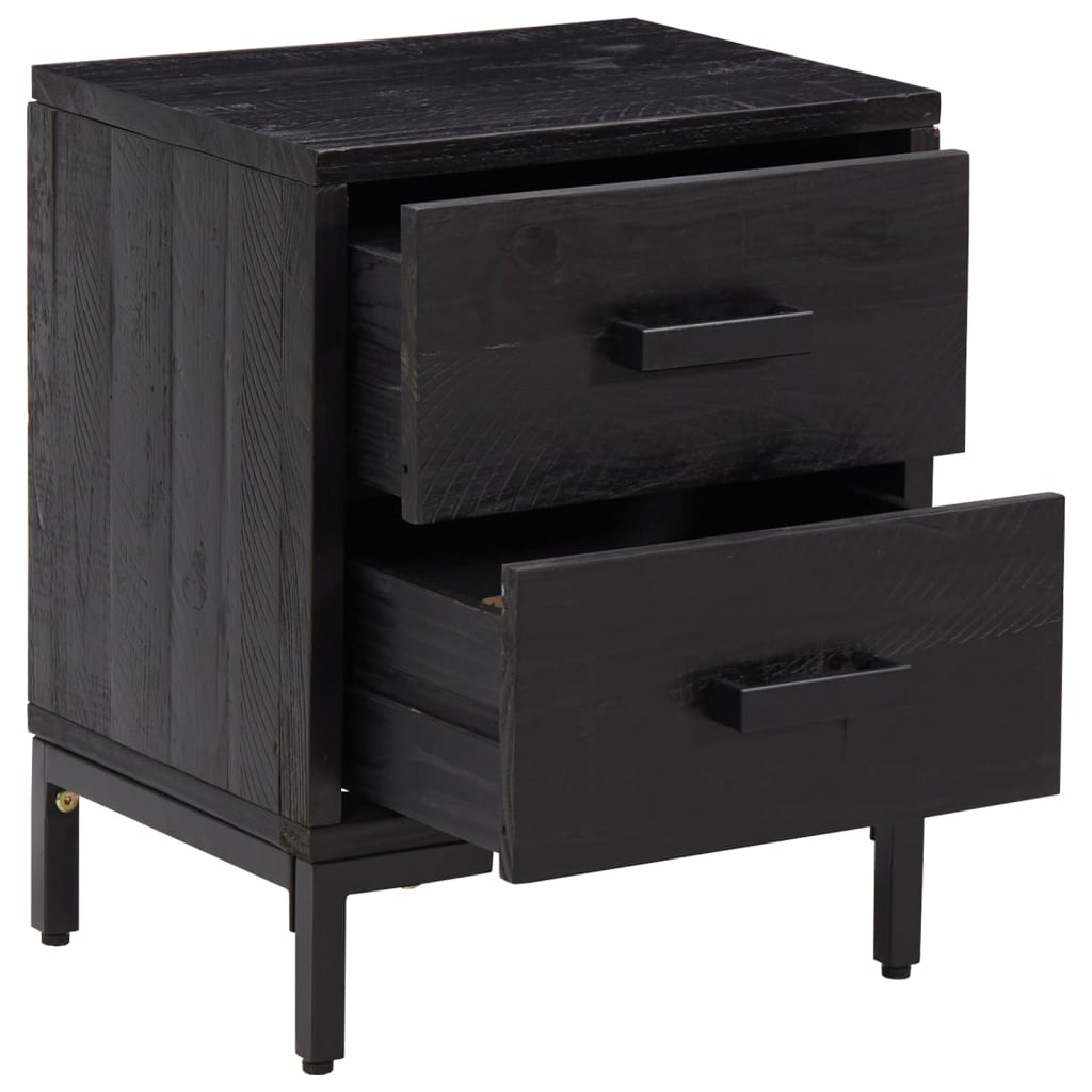 Bedside table black 36x30x45 cm solid pine wood