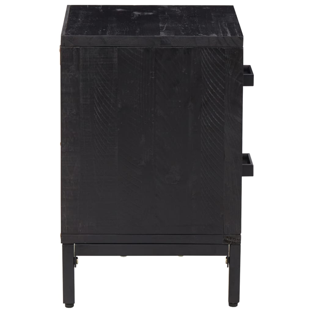 Bedside table black 36x30x45 cm solid pine wood
