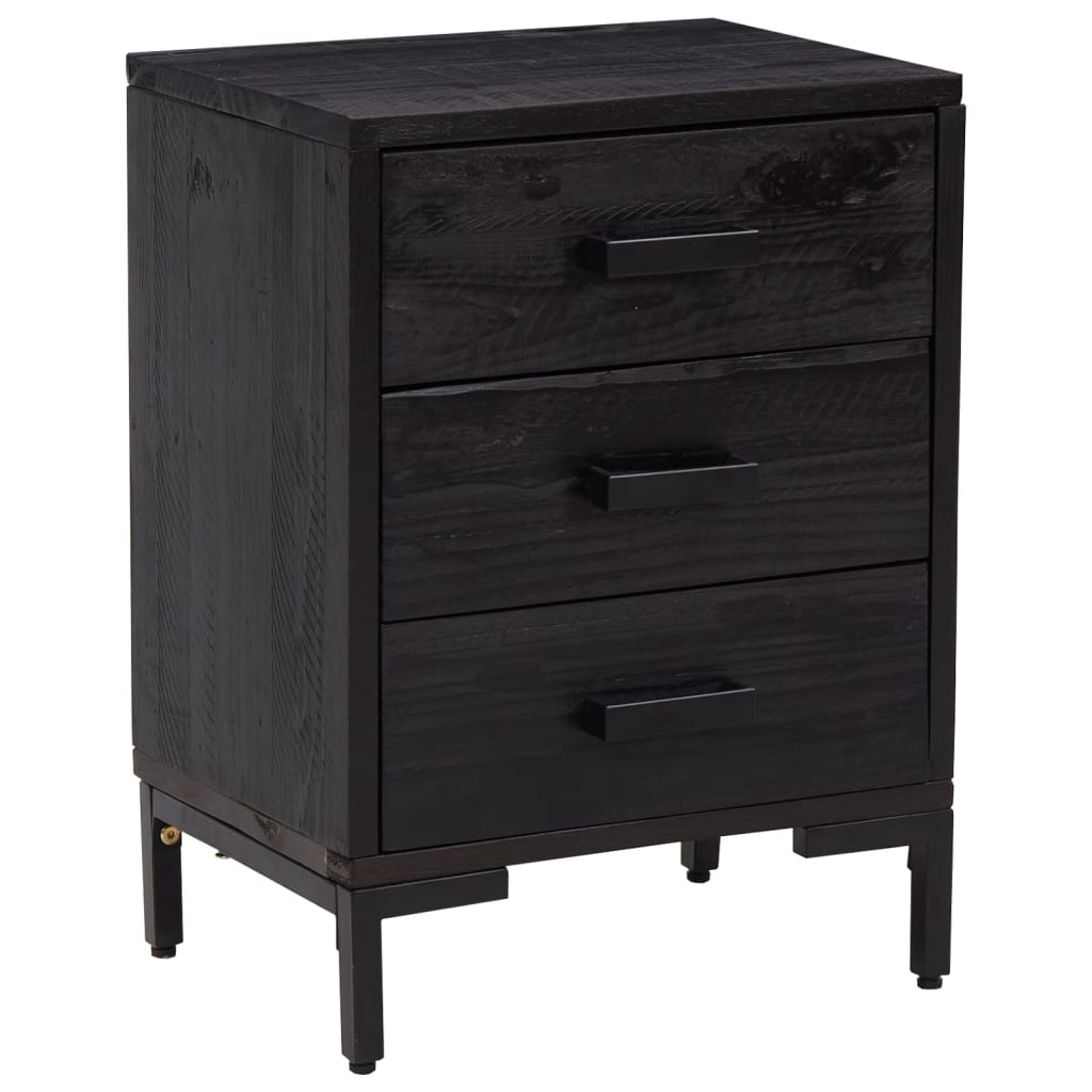 Bedside table black 40x30x55 cm solid pine wood